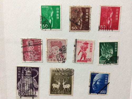 古い切手アルバムから「奈良柄切手」を探してみました