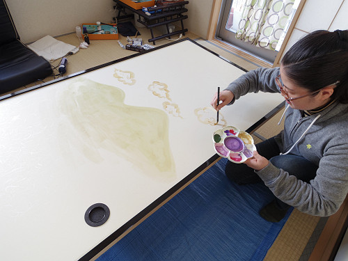 「襖絵」制作 by 上村恭子さん-12