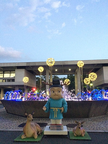 奈良県庁舎屋上広場から見た夕陽-12